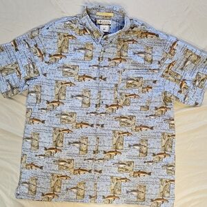 Columbia Shirt Men's XL RIVER LODGE Fishing Short sleeve Button Up Bass /Trout
